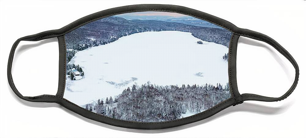 2022 Face Mask featuring the photograph Newark Pond Vermont Winter Panorama - December 2022 by John Rowe