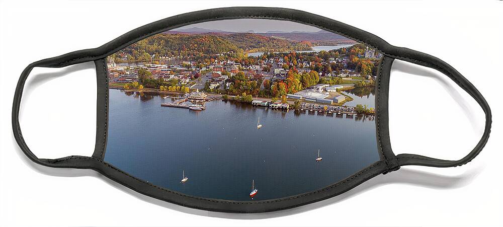 Fall Face Mask featuring the photograph Newport Vermont Waterfront 2020 by John Rowe