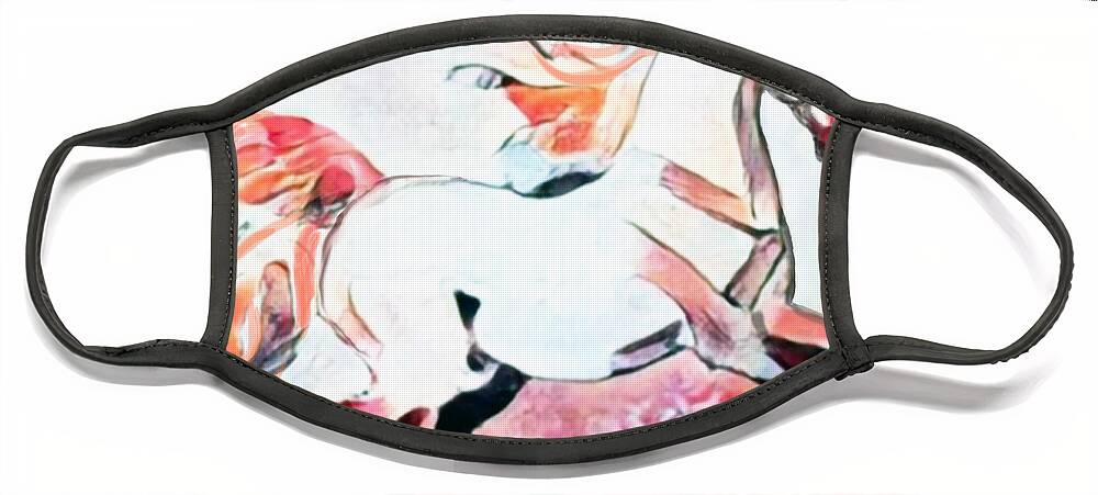 Equestrian Art Face Mask featuring the digital art NFT Cantering Horse 004 by Stacey Mayer by Stacey Mayer