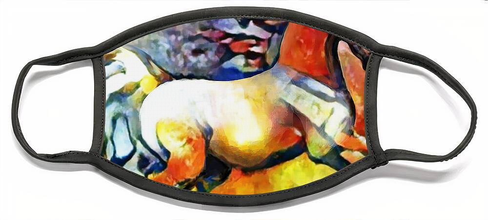 Equestrian Art Face Mask featuring the digital art NFT Cantering Horse 009 by Stacey Mayer by Stacey Mayer
