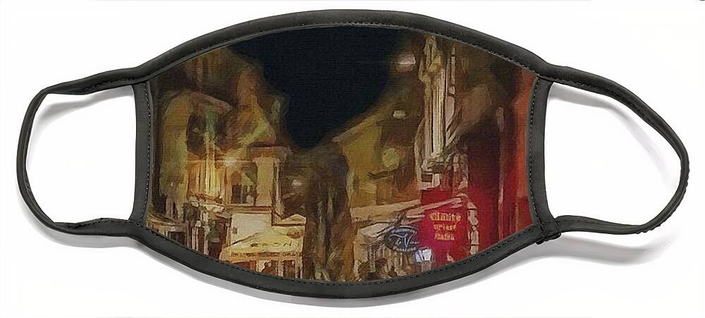 Brasov Face Mask featuring the painting Night Out in Brasov by Jeffrey Kolker