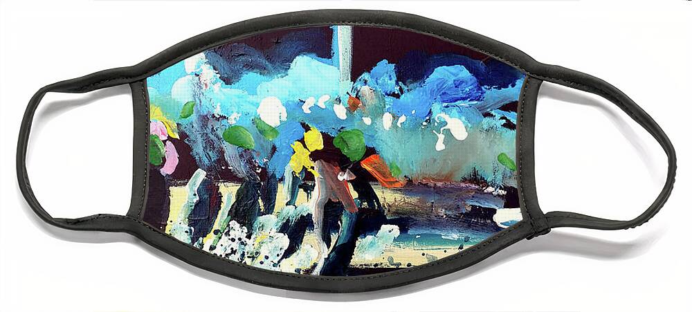 Kentucky Horse Racing Face Mask featuring the painting Night Race by John Gholson