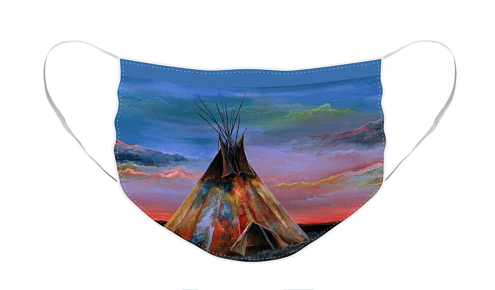 Tipi Face Mask featuring the painting Night Skies by Averi Iris