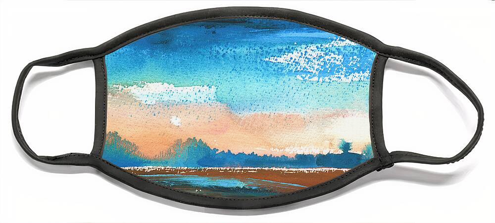 Landscape Face Mask featuring the painting Nightfall 36 by Miki De Goodaboom