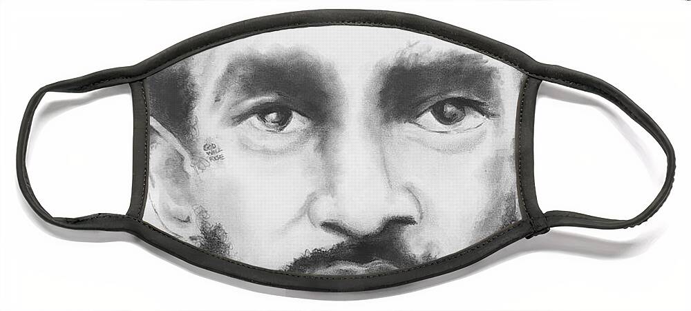  Face Mask featuring the drawing Nipsey by Angie ONeal