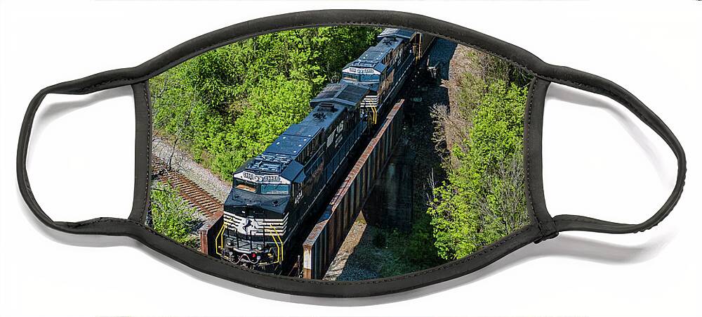 Railroad Face Mask featuring the photograph Norfolk Southern 4334 and 4433 Southbound at Monarch Madisonville Ky by Jim Pearson