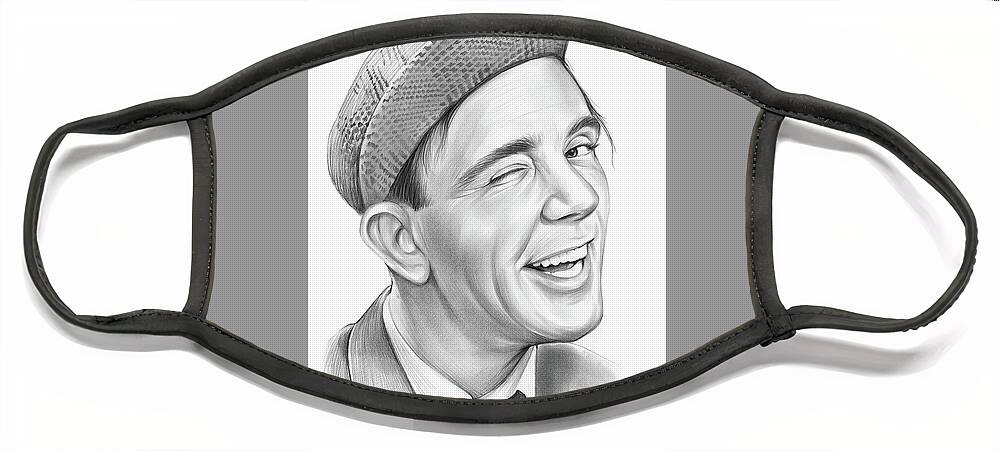Norman Wisdom Face Mask featuring the drawing Norman Wisdom - Pencil by Greg Joens