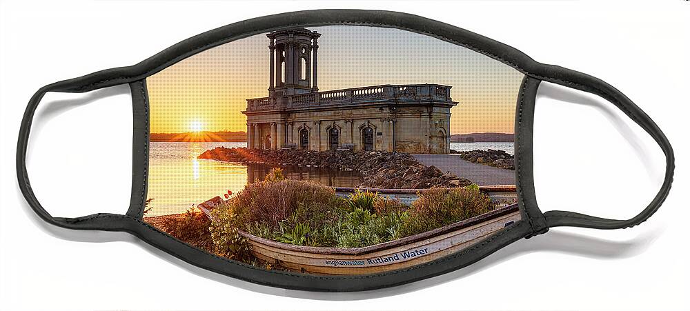 Rutland Water Face Mask featuring the photograph Normanton Church Sunset at Rutland Water, Rutland, England, UK by Neale And Judith Clark