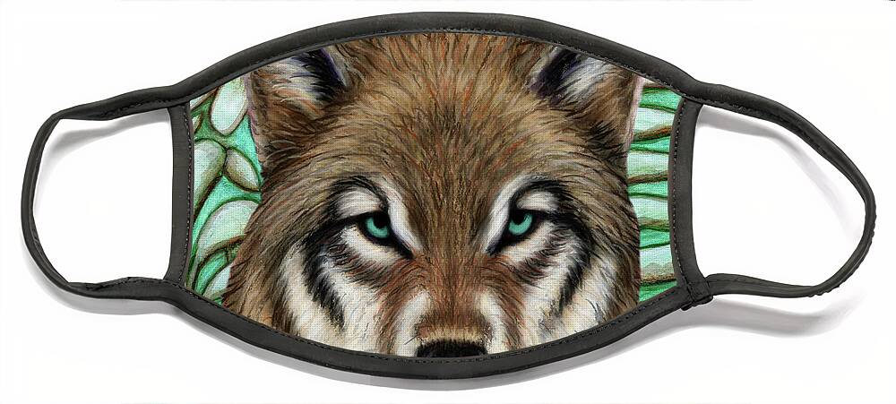 Wolf Face Mask featuring the painting North American Wolf Tapestry by Amy E Fraser