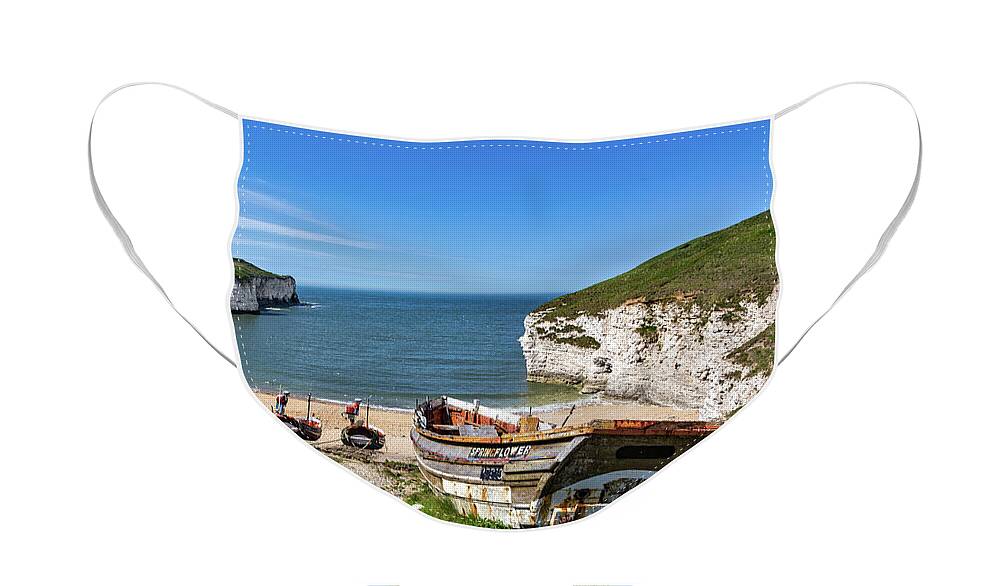 England Face Mask featuring the photograph North Landing Beach, Flamborough by Tom Holmes Photography