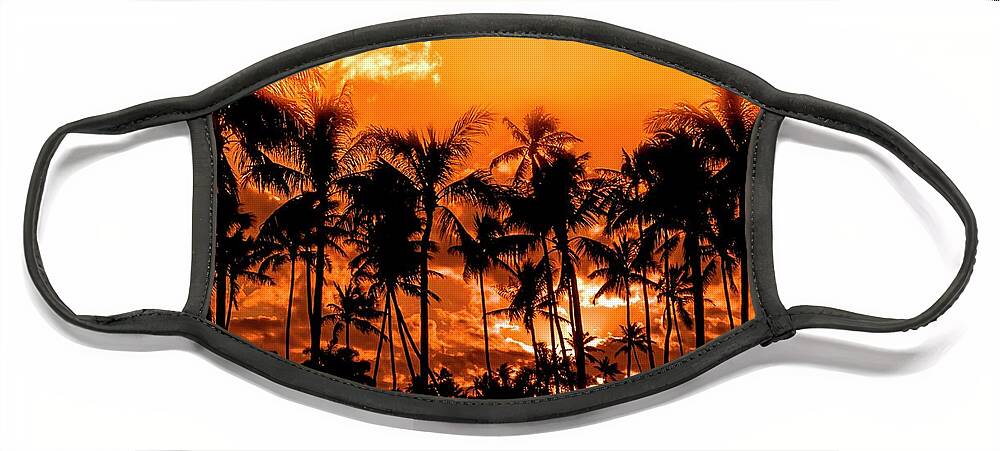 North Shore Fire Palms Face Mask featuring the photograph North Shore Fire Palms by Leonardo Dale