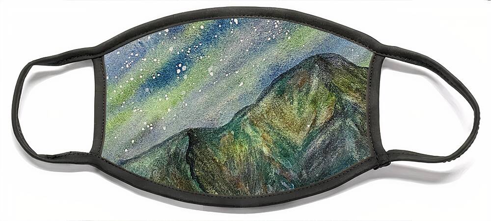 Northern Lights Face Mask featuring the painting Northern Lights Obstruction Point by Lisa Neuman
