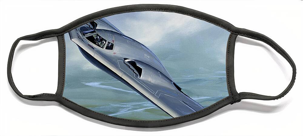 Aircraft Face Mask featuring the painting Northrop B-2 Spirit Stealth Bomber by Jack Fellows