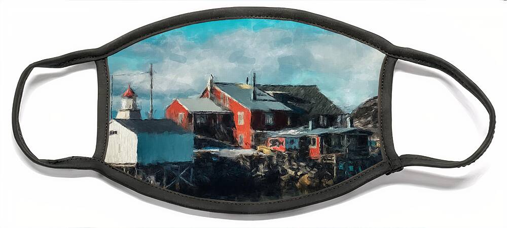  Face Mask featuring the painting Norway Fishing Home by Gary Arnold
