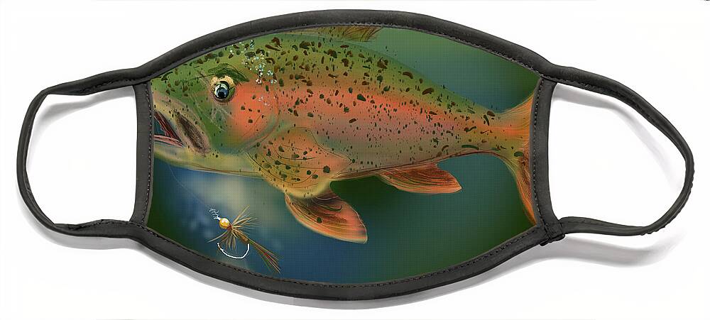 Fly Fishing Face Mask featuring the digital art Not Falling for That by Doug Gist