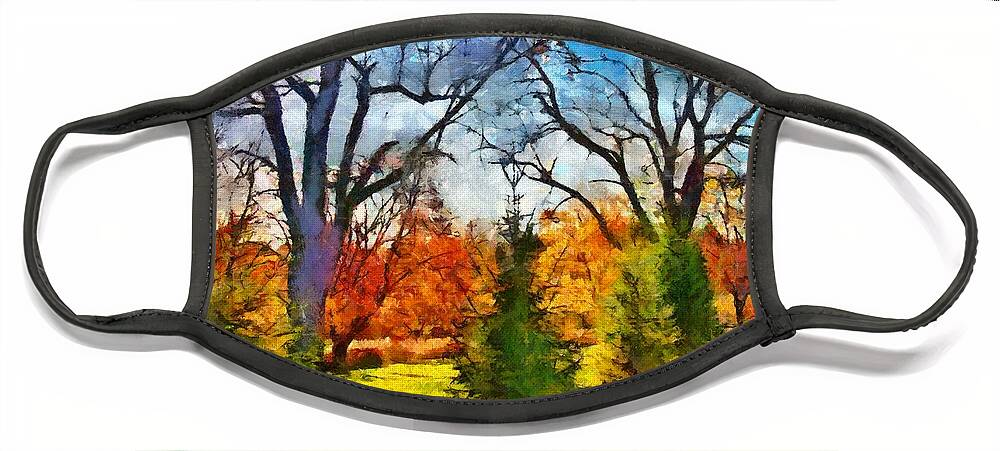 Autumn Face Mask featuring the mixed media November Field by Christopher Reed