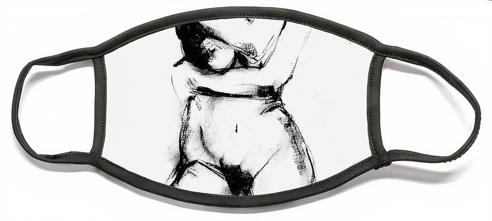 Nude Face Mask featuring the drawing Nude 013 by Ani Gallery