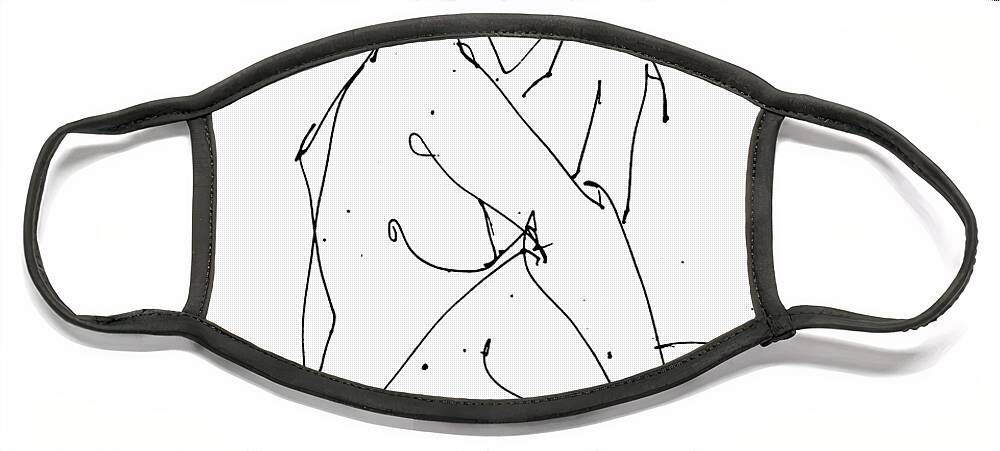 Female Face Mask featuring the drawing Nude-Female-Drawing-19 by Gordon Punt