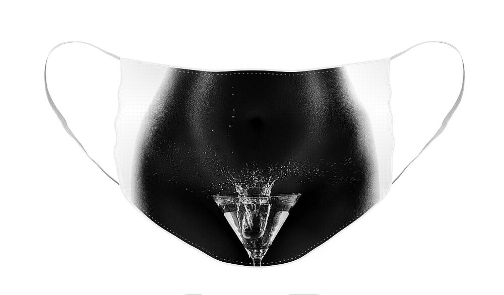 Woman Face Mask featuring the photograph Nude woman with martini splash by Johan Swanepoel