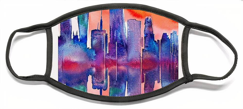 Nyc Face Mask featuring the painting NYC, New York Equinox by Christopher Lotito