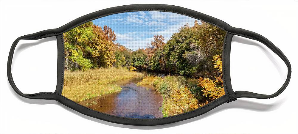 Arizona Face Mask featuring the photograph Oak Creek in the Fall by Jeff Goulden