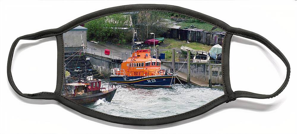 Boat Face Mask featuring the photograph Oban harbor squall by Paul Vitko