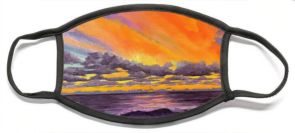 Sunset Face Mask featuring the painting OBX Sunset by Anne Marie Brown