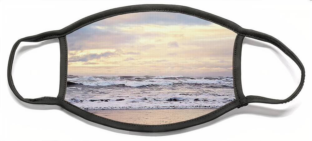 Beach Face Mask featuring the photograph Ocean Sunset by Sylvia Cook