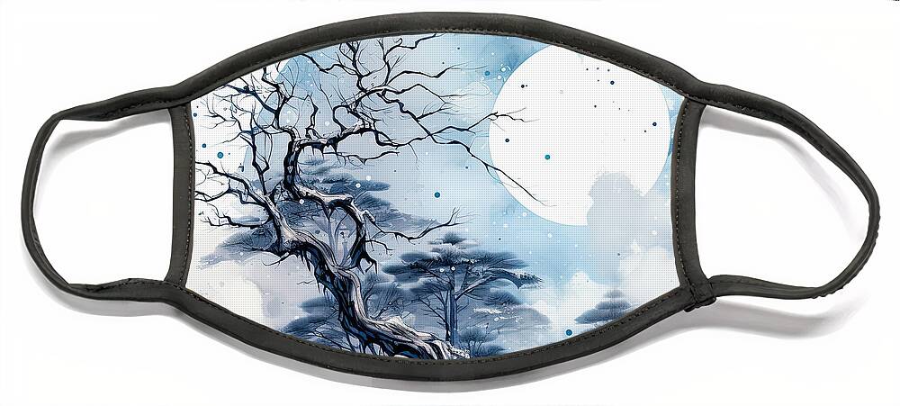 Four Seasons Face Mask featuring the painting Ode to Winter - Winter Art by Lourry Legarde
