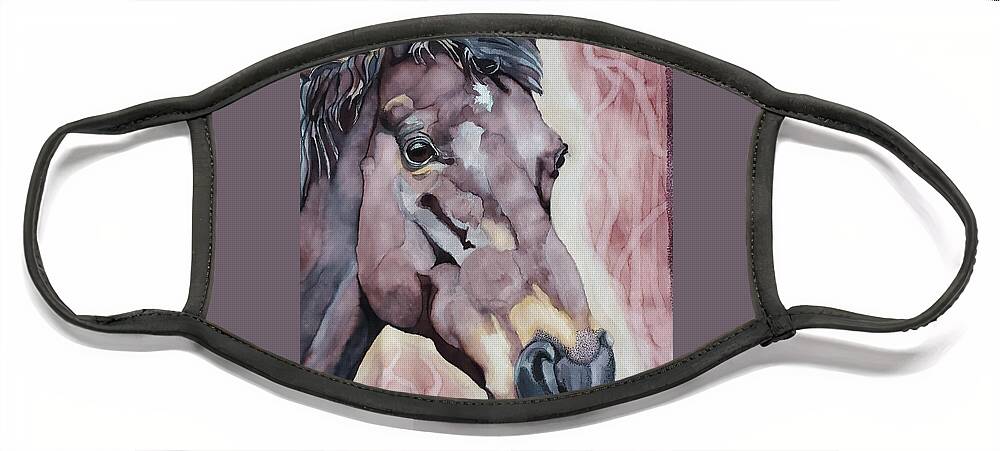Horse Face Mask featuring the painting Okie by Equus Artisan
