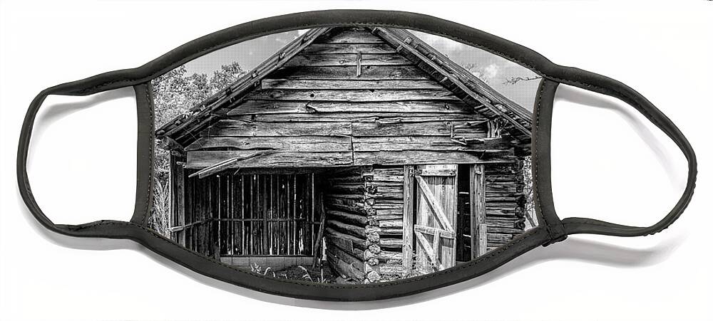 Black Face Mask featuring the photograph Old Barns at Buckley Vineyards Black and White by Debra and Dave Vanderlaan