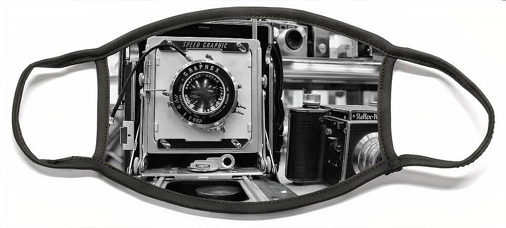Speed Graphic Face Mask featuring the photograph Old Cameras by Joseph C Hinson