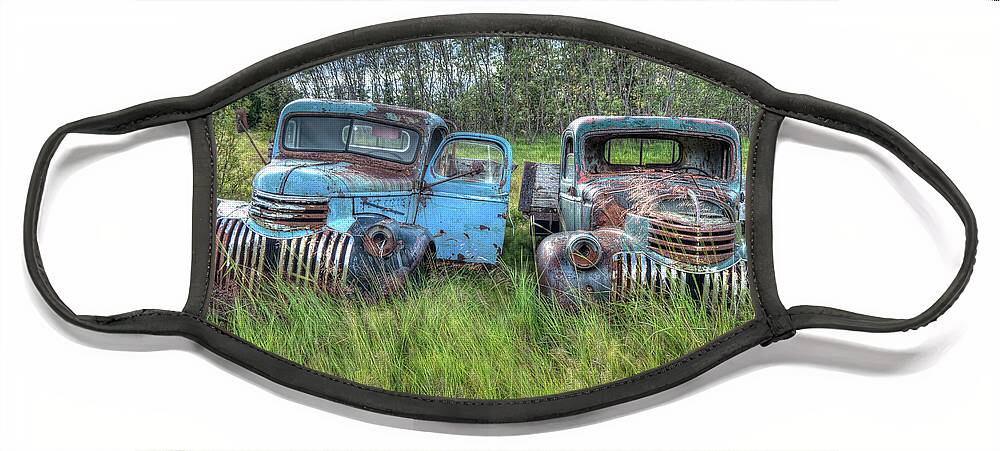 Ford Chevy Face Mask featuring the photograph Old Chevys in Iceland by Kristia Adams
