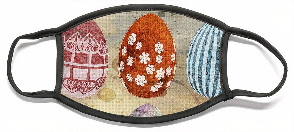 Easter Face Mask featuring the mixed media Old Fashioned Easter Eggs by Moira Law