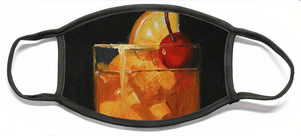 Cocktail Beverage Face Mask featuring the painting Old Fashioned by Nancy Merkle