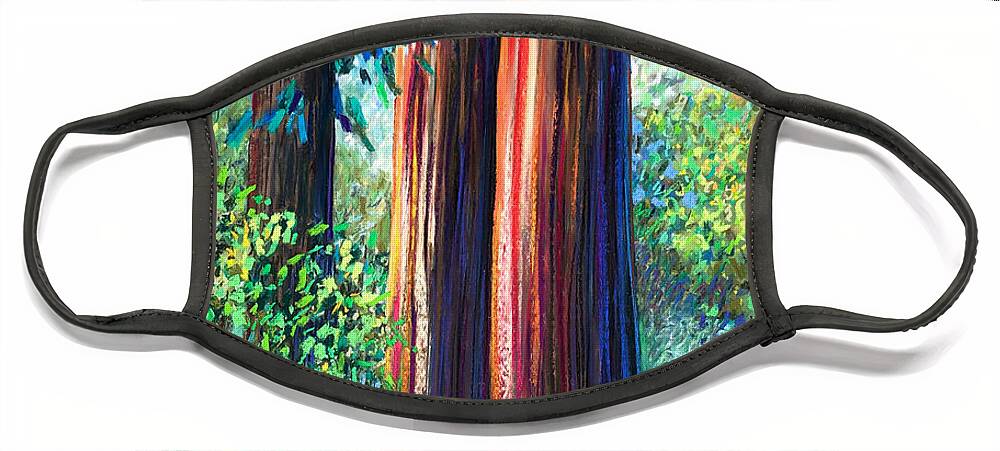 Redwoods Face Mask featuring the painting Old Growth by Polly Castor