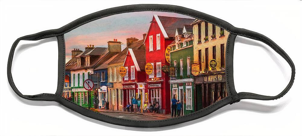 Barn Face Mask featuring the photograph Old Irish Downtown The Dingle Peninsula Painting by Debra and Dave Vanderlaan
