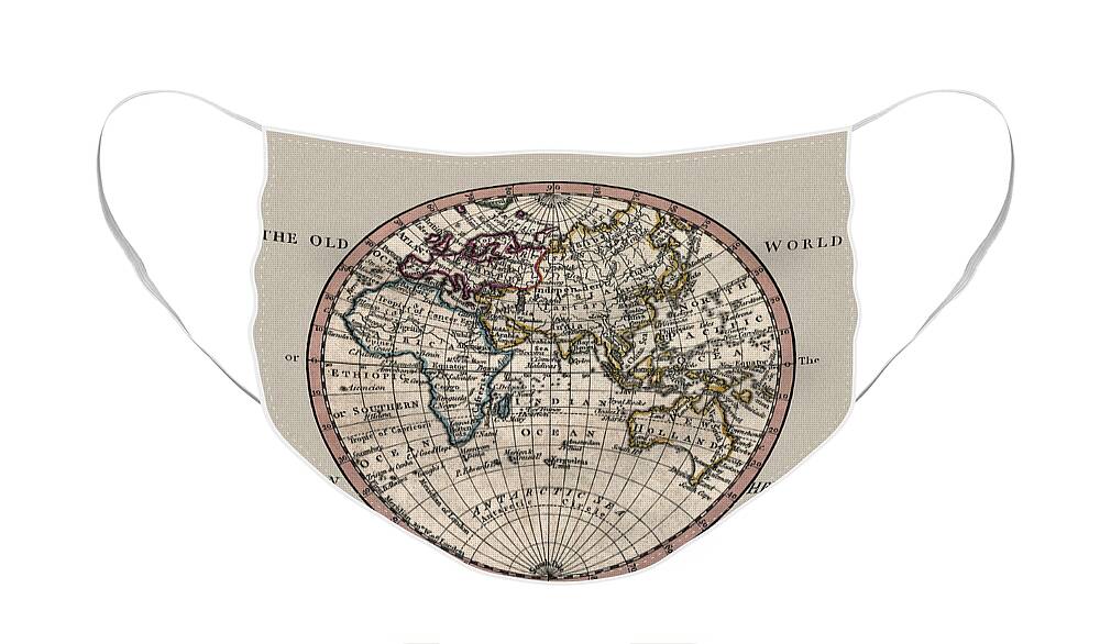 William Faden Old World Face Mask featuring the photograph Old World Map Eastern Hemisphere 1798 by Phil Cardamone