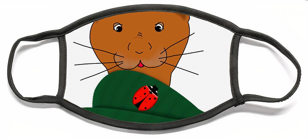 Oliver The Otter Face Mask featuring the photograph Oliver The Otter Studies a Ladybug by Colleen Cornelius