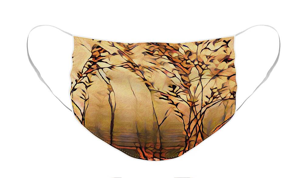 Art Nouveau Trees Face Mask featuring the pastel On an Untrodden Path by Susan Maxwell Schmidt