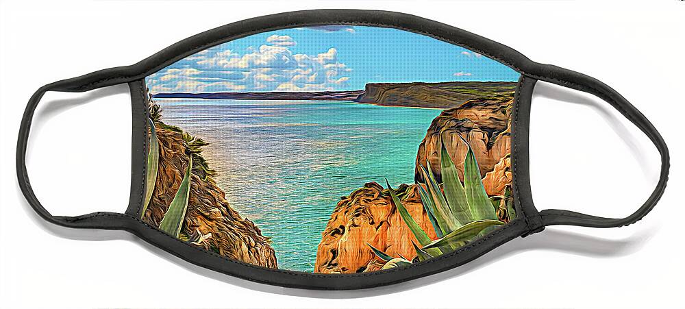 Algarve Face Mask featuring the photograph On the Cliffs of the Algarve by Rebecca Herranen