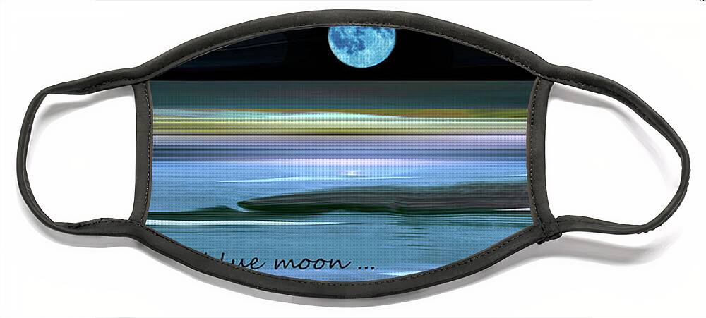 Mugs Face Mask featuring the mixed media Once In A Blue Moon by Zsanan Studio