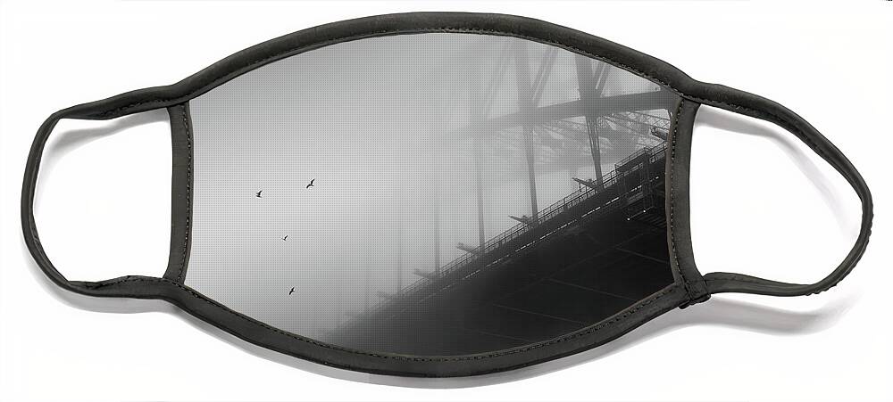 Monochrome Face Mask featuring the photograph One Morning at the Bridge by Grant Galbraith