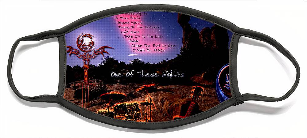 One Of These Nights Face Mask featuring the digital art One Of These Nights by Michael Damiani