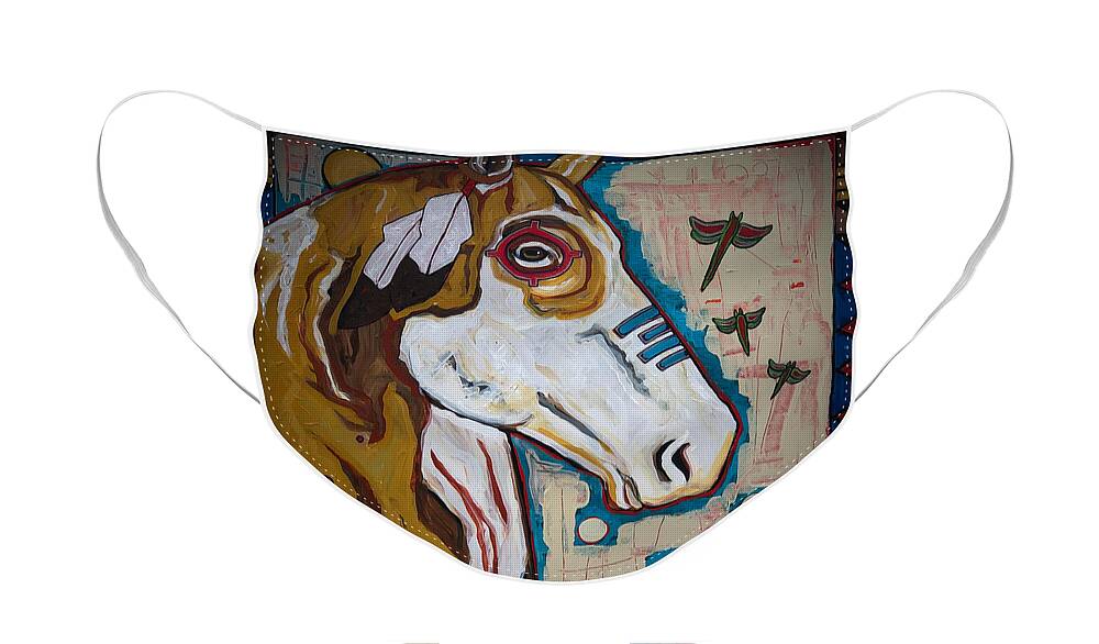 Horse Face Mask featuring the painting One Story is Not Enough by DG House