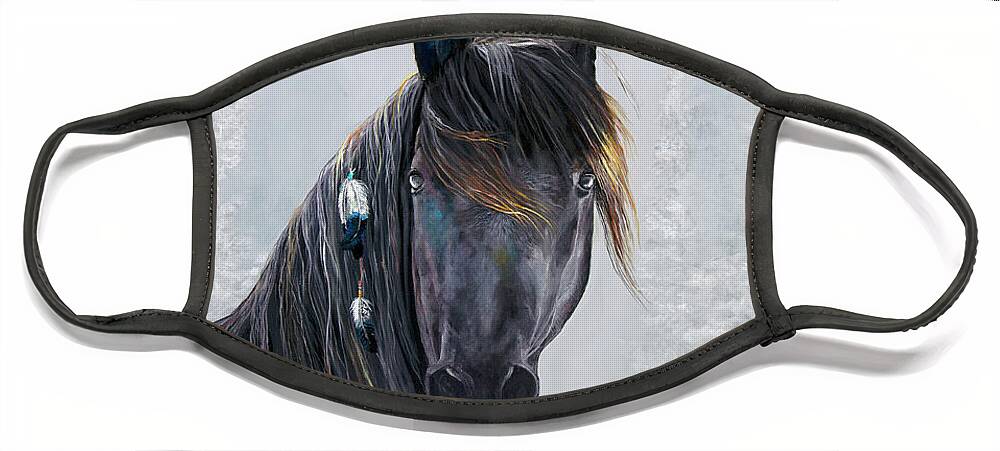 Horse Face Mask featuring the painting Onyx by Averi Iris