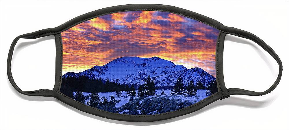 Opalescent Face Mask featuring the photograph Mammoth Mountain - Opalescent Sunset  by Bonnie Colgan