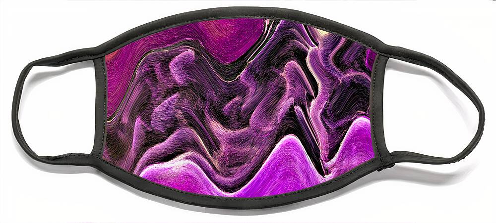 Abstract Face Mask featuring the digital art Open Oyster Abstract - Purple by Ronald Mills