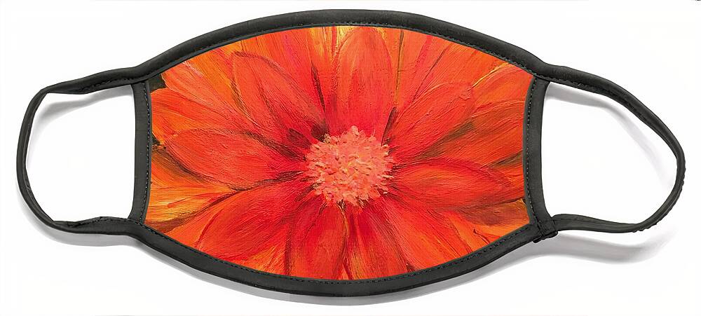 Floral Flowers Nature Daisy Face Mask featuring the painting Orange Gebera by Debora Sanders