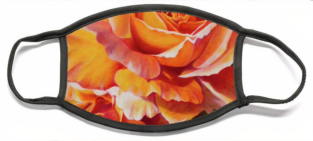 Oil Painting Face Mask featuring the painting Orange Roses by Tammy Pool